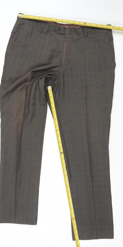 Next Men's Grey 34S Dress Pants Classic Fit Polyester Viscose Trousers