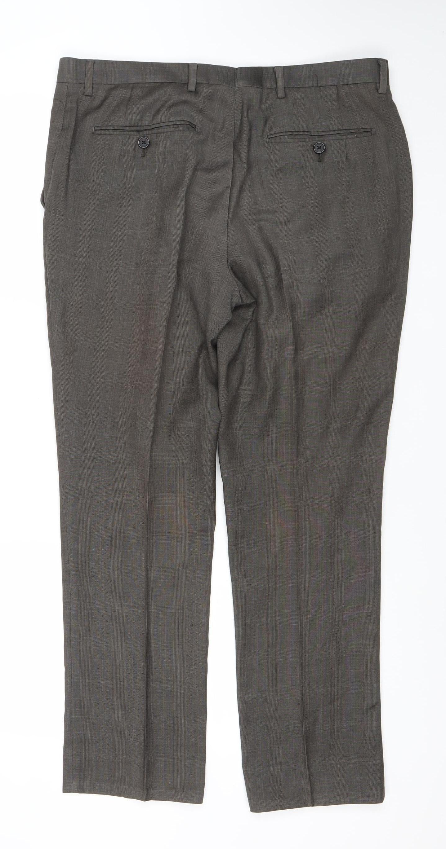 Next Men's Grey 34S Dress Pants Classic Fit Polyester Viscose Trousers