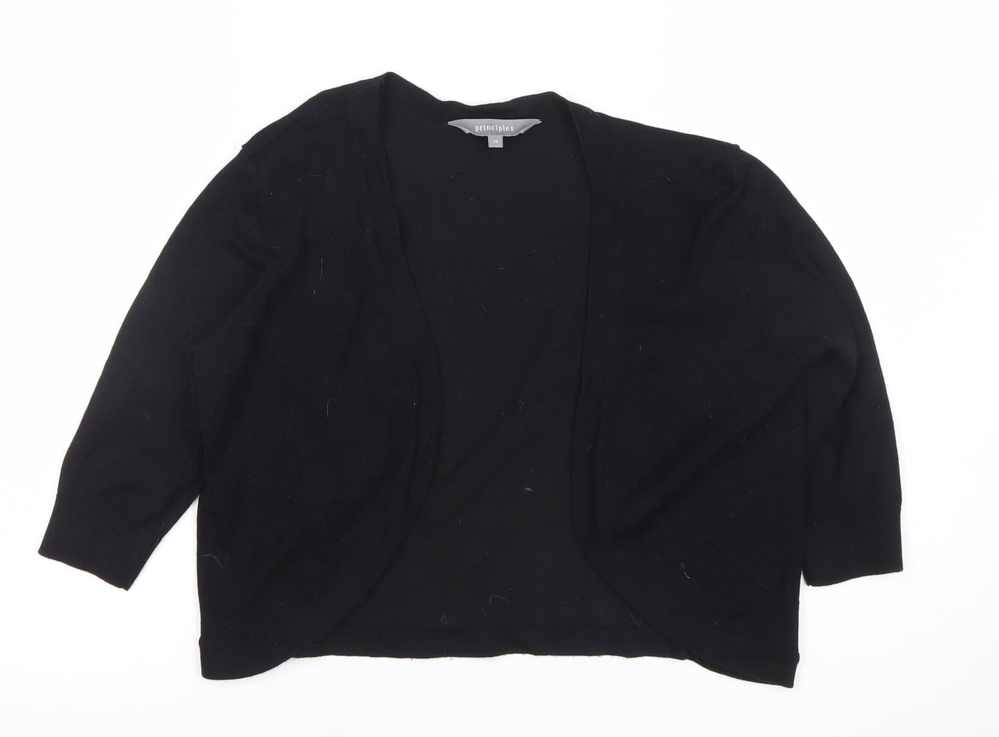 Principles Women's Black Size 12 Open Front 3/4 Sleeve Cardigan