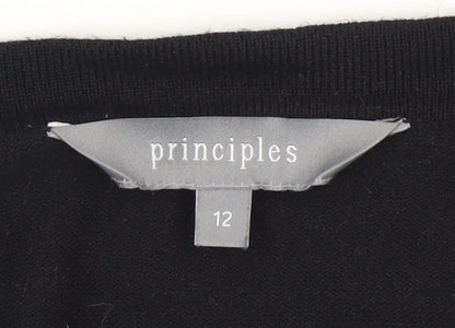 Principles Women's Black Size 12 Open Front 3/4 Sleeve Cardigan