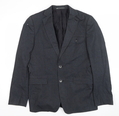 Mexx Mens Grey 36 Regular Single-Breasted Cotton Blend Blazer