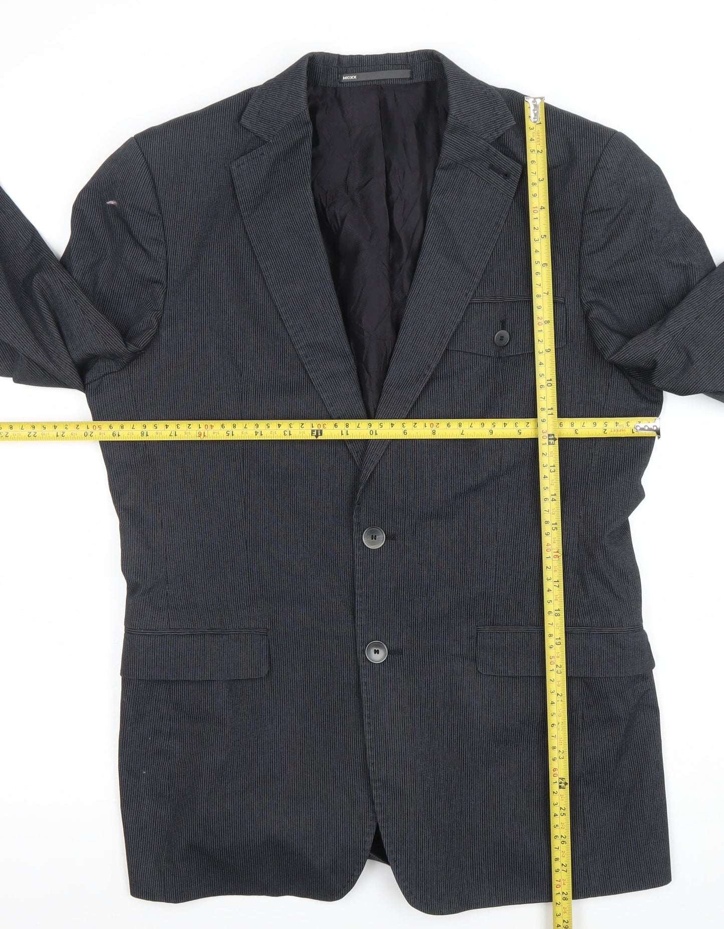 Mexx Mens Grey 36 Regular Single-Breasted Cotton Blend Blazer