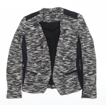 Marks and Spencer Womens Black White Size 8 Open Knit Cardigan