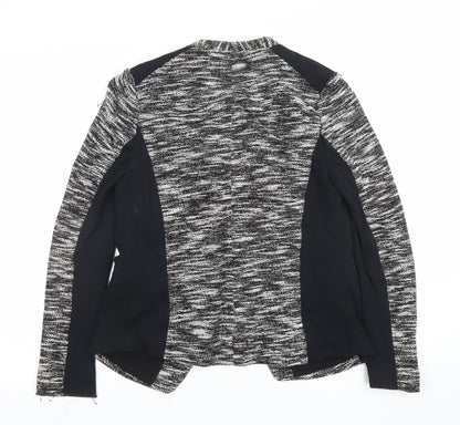Marks and Spencer Womens Black White Size 8 Open Knit Cardigan