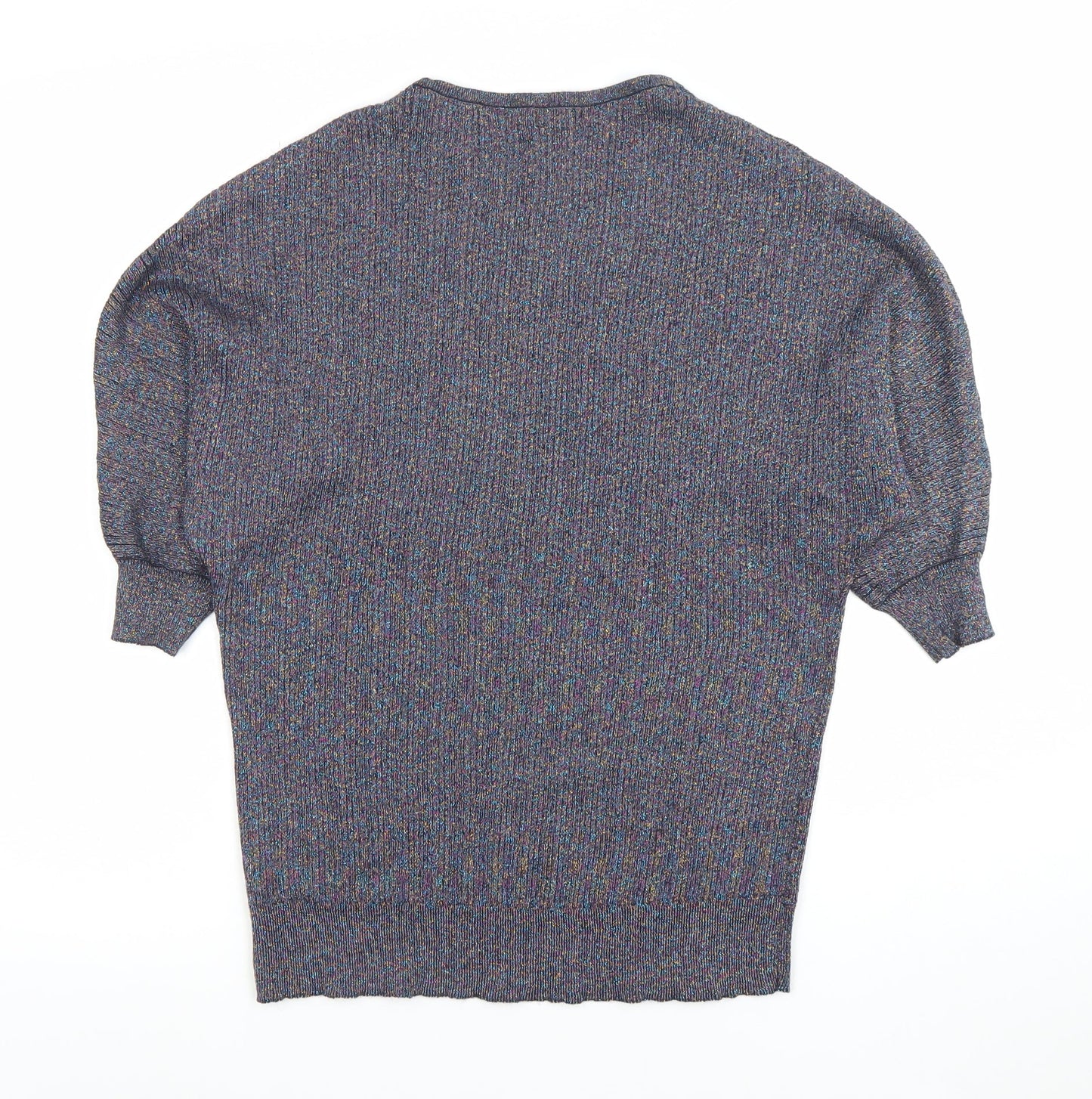 M&Co Women's Multicoloured Crew Neck 3/4 Sleeve Pullover Jumper Size 14