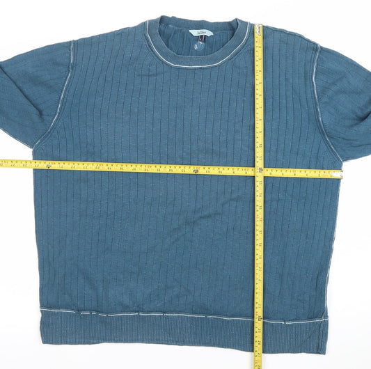 Fat Face Men Blue XL Cotton Crew Neck Pullover Jumper