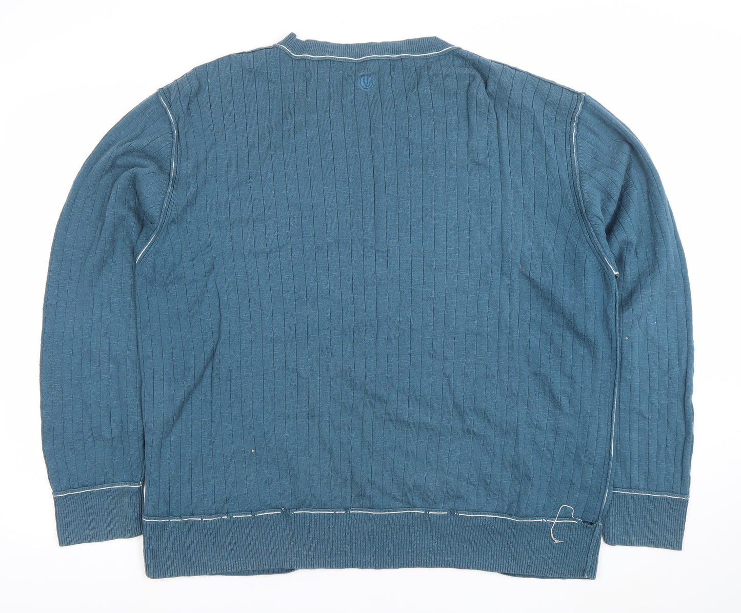 Fat Face Men Blue XL Cotton Crew Neck Pullover Jumper