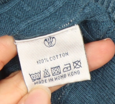 Fat Face Men Blue XL Cotton Crew Neck Pullover Jumper