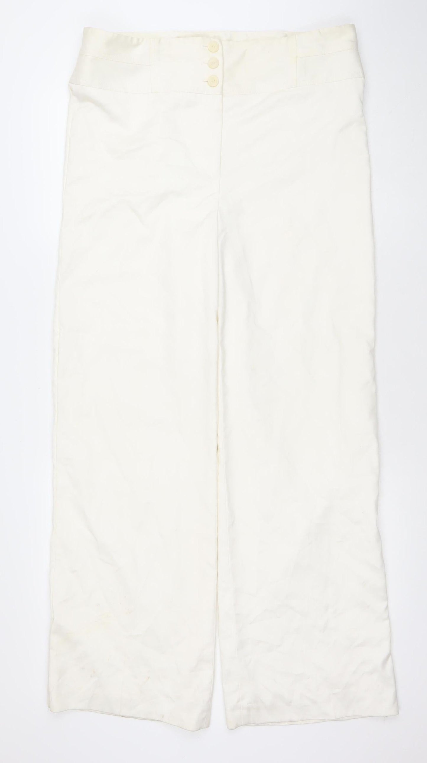 Principles Women’s Ivory Wide-Leg Trousers Size 16 Polyester Viscose Blend