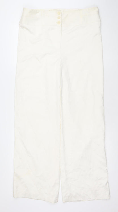 Principles Women’s Ivory Wide-Leg Trousers Size 16 Polyester Viscose Blend