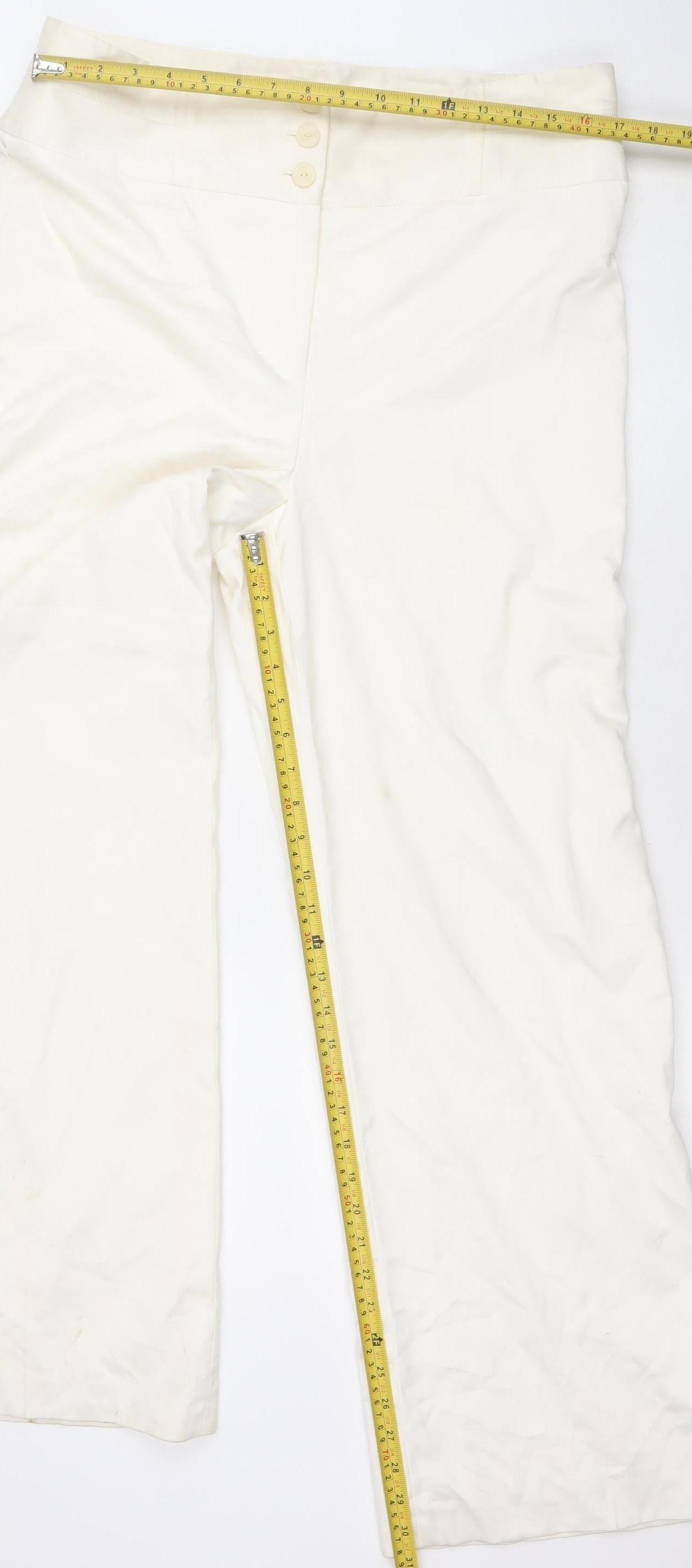 Principles Women’s Ivory Wide-Leg Trousers Size 16 Polyester Viscose Blend