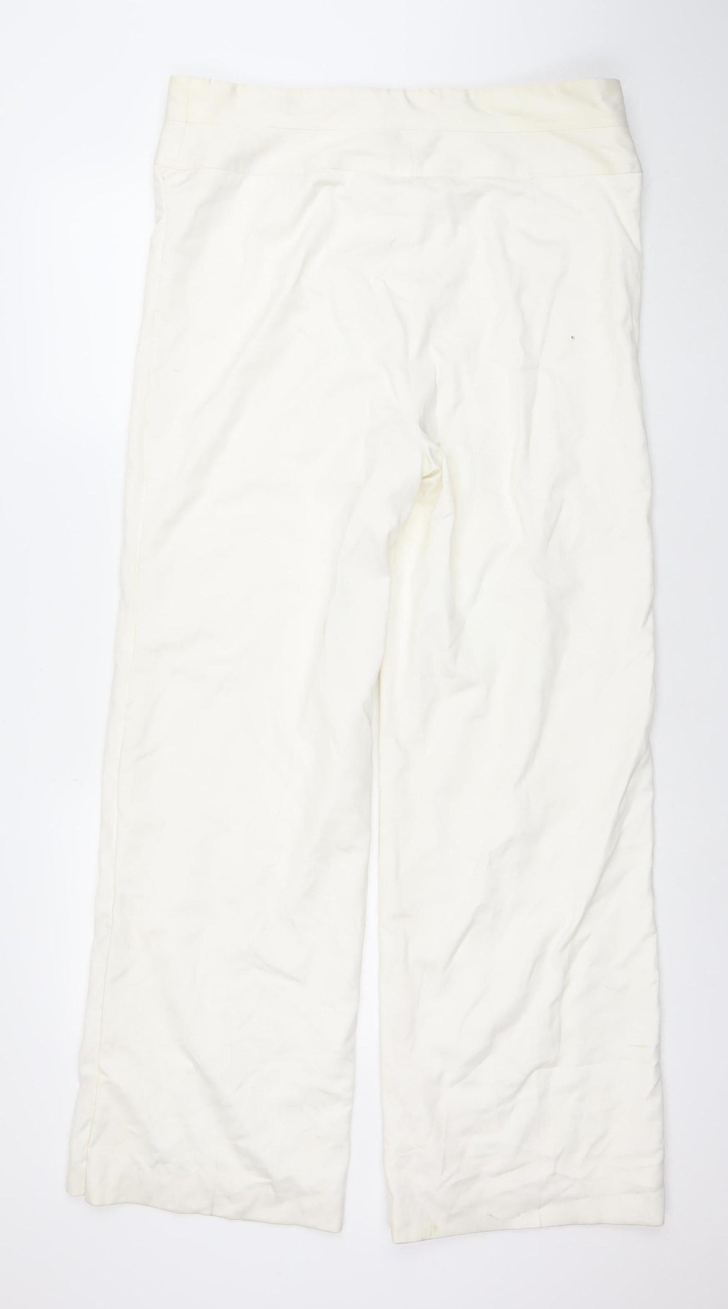 Principles Women’s Ivory Wide-Leg Trousers Size 16 Polyester Viscose Blend