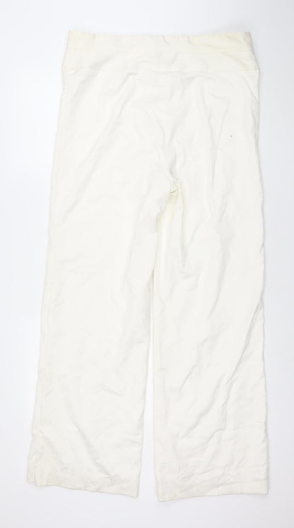 Principles Women’s Ivory Wide-Leg Trousers Size 16 Polyester Viscose Blend