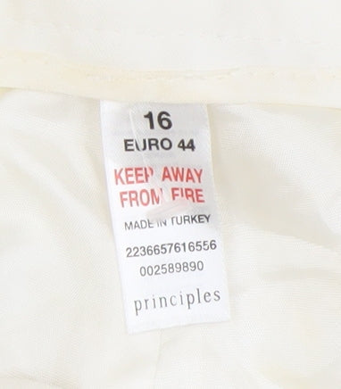 Principles Women’s Ivory Wide-Leg Trousers Size 16 Polyester Viscose Blend