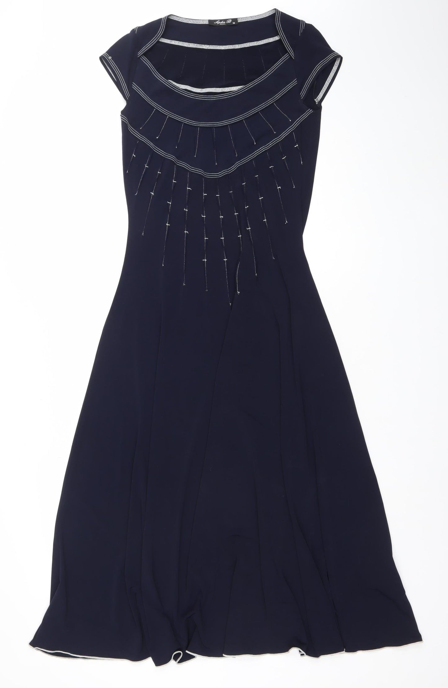 Sophie B Women Blue Size 10 Fit & Flare Midi Dress