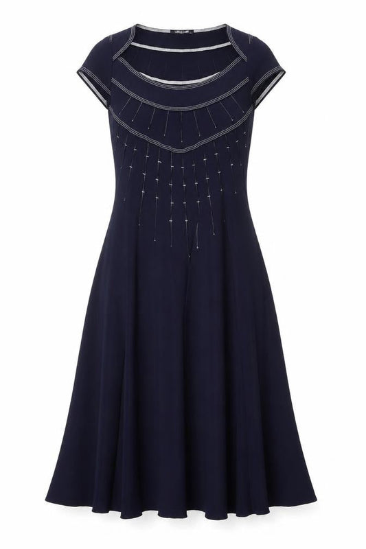 Sophie B Women Blue Size 10 Fit & Flare Midi Dress
