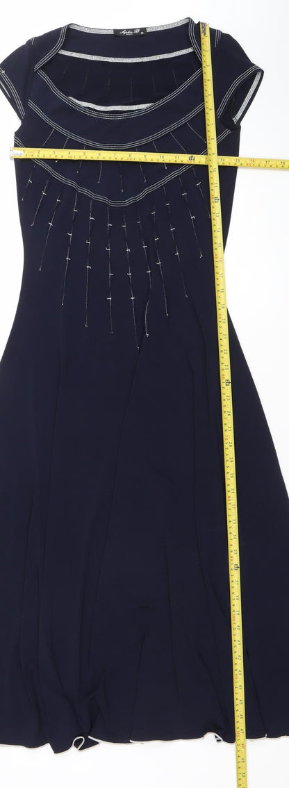 Sophie B Women Blue Size 10 Fit & Flare Midi Dress