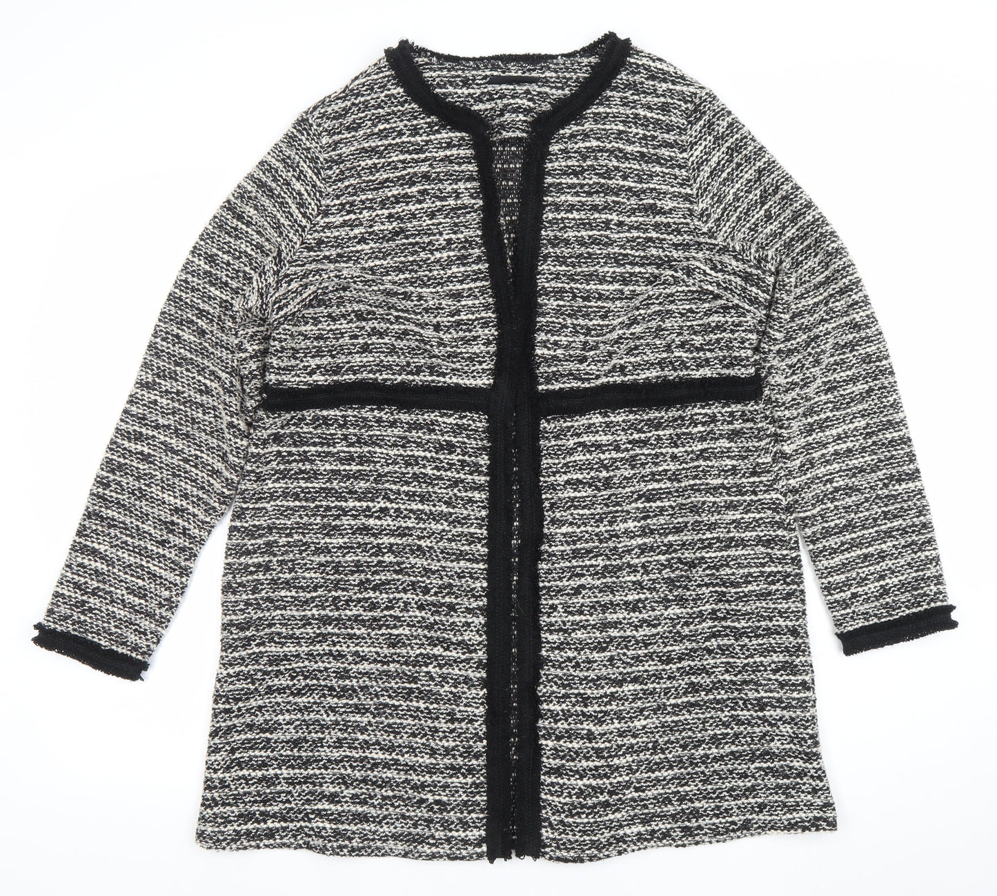 Wallis Women’s Black & White Knit Open Cardigan M Classic Winter Style