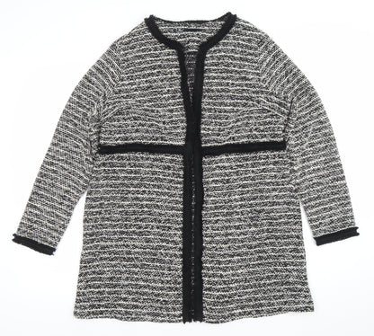 Wallis Women’s Black & White Knit Open Cardigan M Classic Winter Style