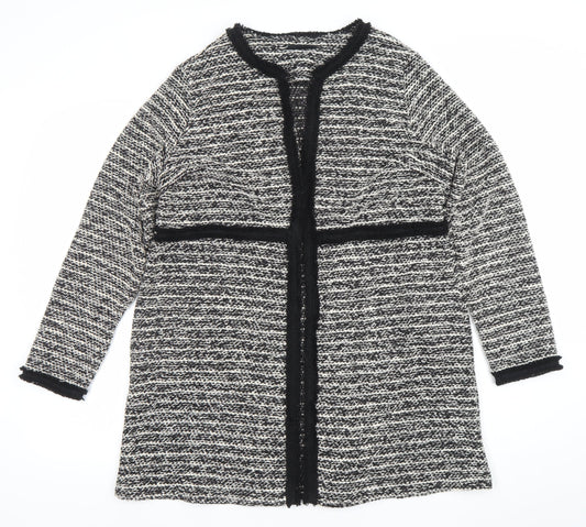 Wallis Women’s Black & White Knit Open Cardigan M Classic Winter Style
