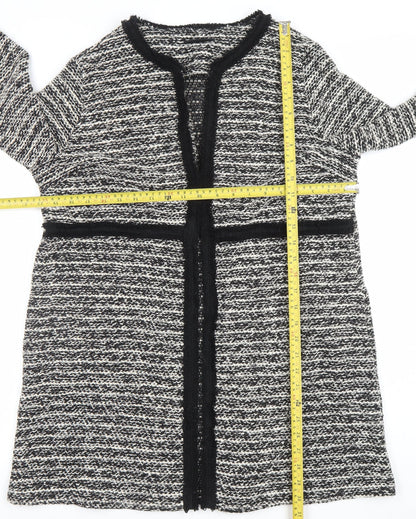 Wallis Women’s Black & White Knit Open Cardigan M Classic Winter Style