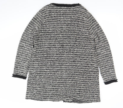 Wallis Women’s Black & White Knit Open Cardigan M Classic Winter Style