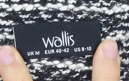 Wallis Women’s Black & White Knit Open Cardigan M Classic Winter Style
