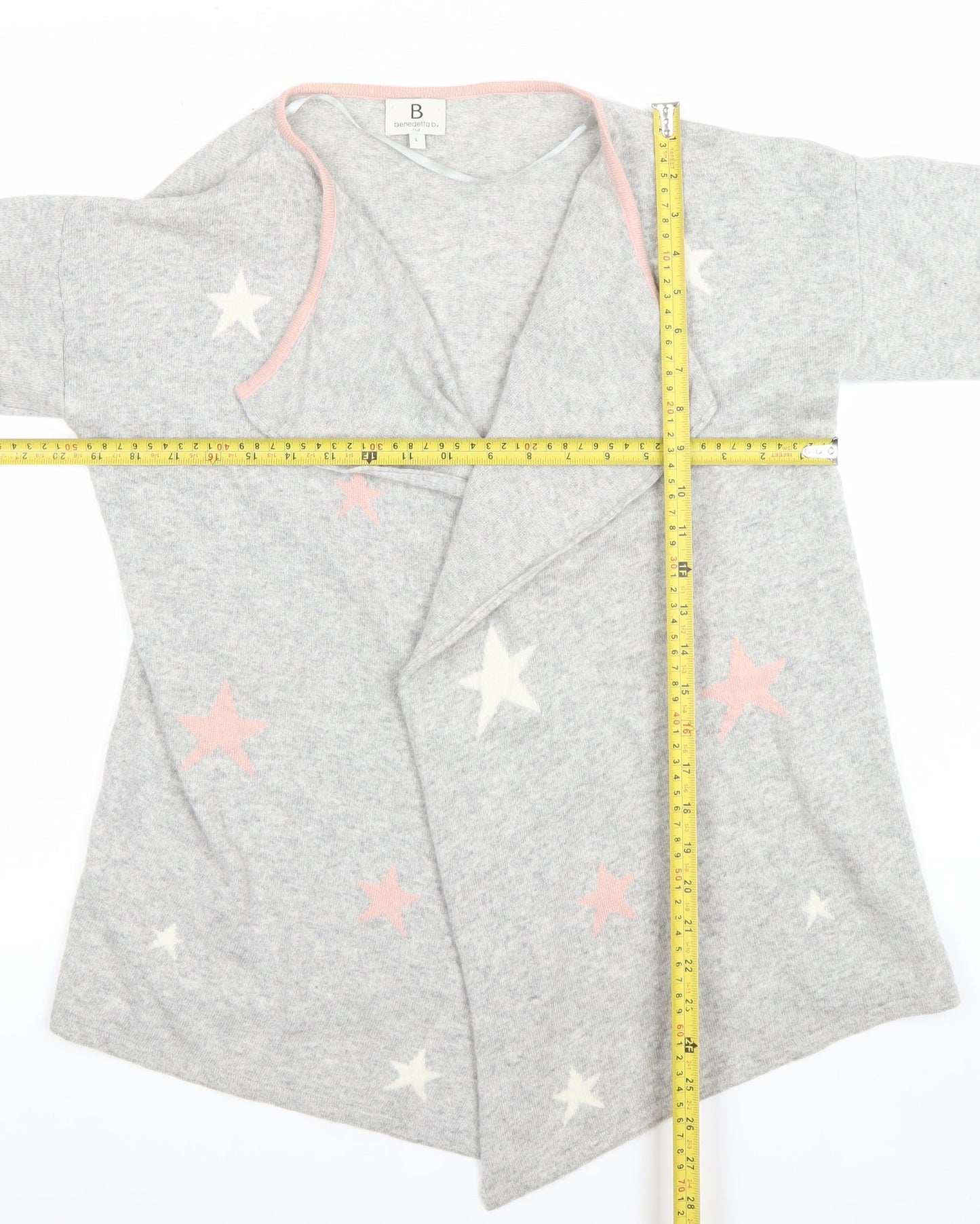 Benedetta.b Women's Grey Star Pattern Long Sleeve Knit Cardigan L