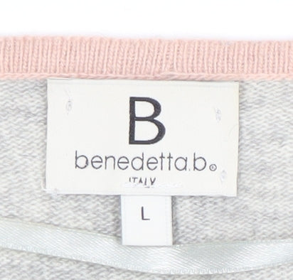 Benedetta.b Women's Grey Star Pattern Long Sleeve Knit Cardigan L
