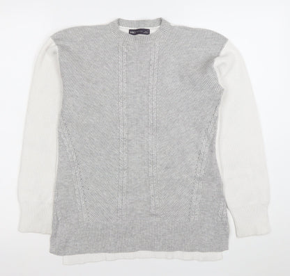 Marks and Spencer Women Grey Cable Knit Crew Neck Jumper Size S