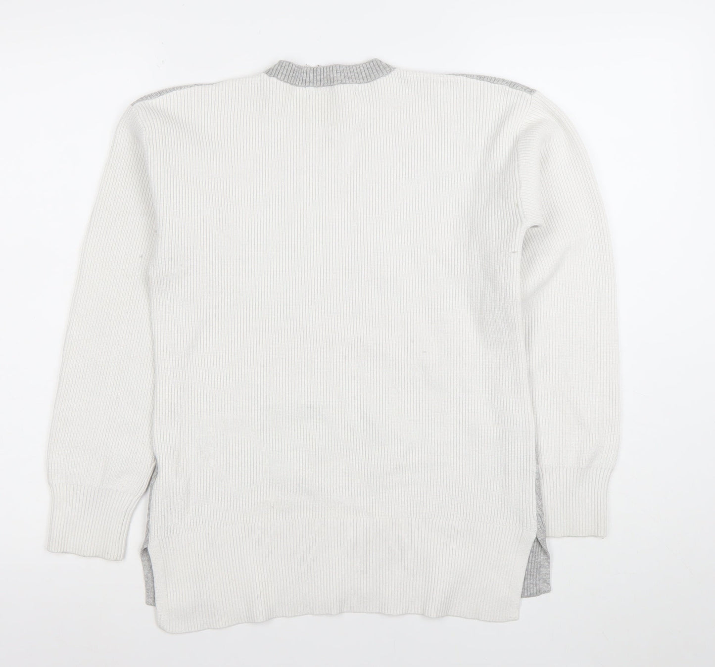 Marks and Spencer Women Grey Cable Knit Crew Neck Jumper Size S