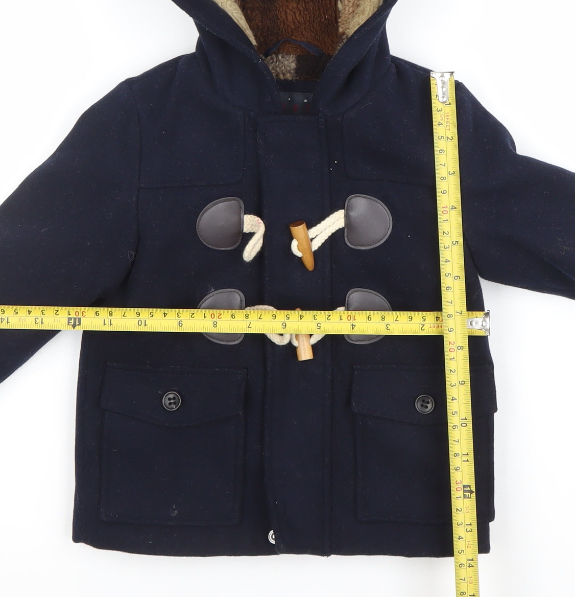 Next Unisex Baby Navy Blue Duffle Coat 9-12 Months Hooded Winter Jacket