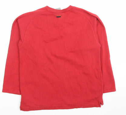 Nike Boys Red Sweatshirt V-Neck Long Sleeve Pullover Cotton Blend Size M