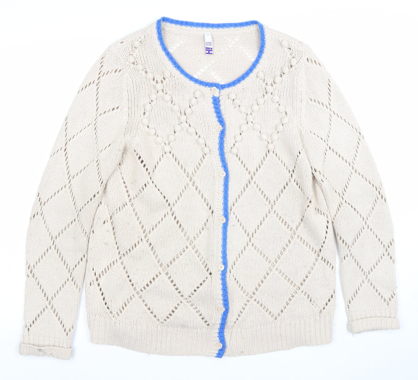 By Thierry Holland Womens Beige Knit Open Cardigan Size 18