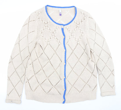 By Thierry Holland Womens Beige Knit Open Cardigan Size 18