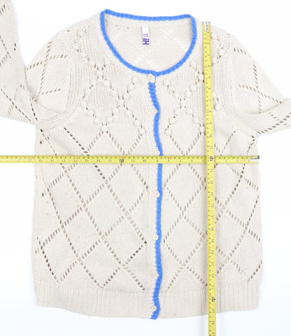 By Thierry Holland Womens Beige Knit Open Cardigan Size 18