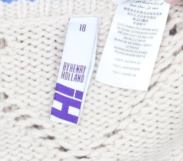 By Thierry Holland Womens Beige Knit Open Cardigan Size 18