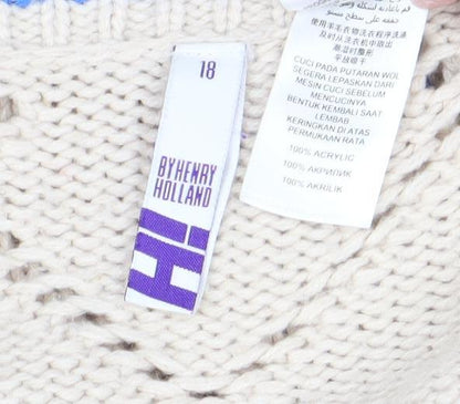 By Thierry Holland Womens Beige Knit Open Cardigan Size 18