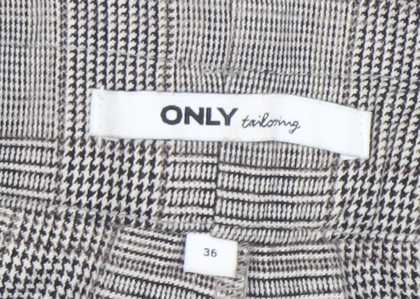 ONLY Women Grey Check Chino Shorts Size 8 Regular Fit Tailored