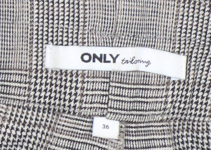 ONLY Women Grey Check Chino Shorts Size 8 Regular Fit Tailored