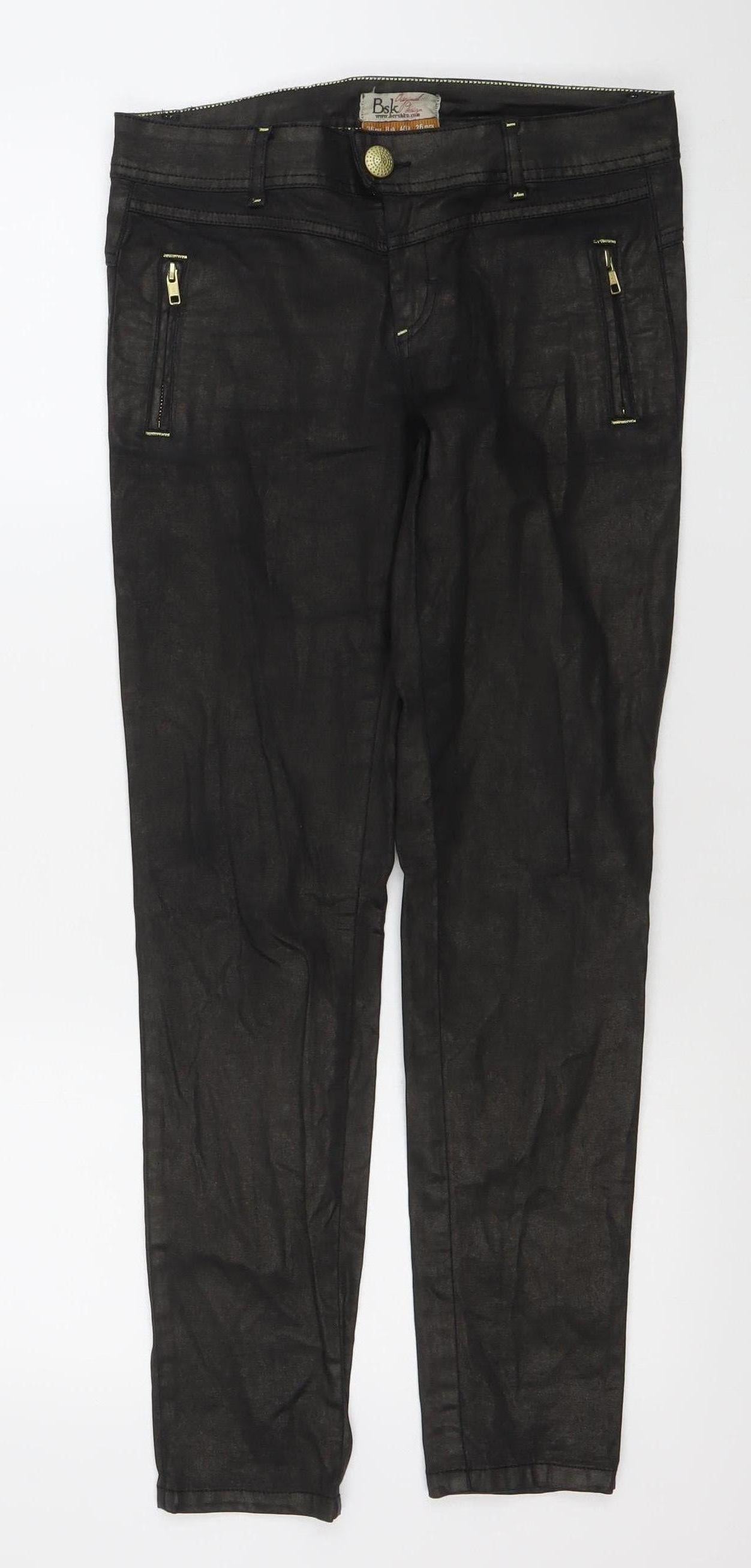 Bershka Women's Black Skinny Jeans Size 8 Slim Fit Zip Detail