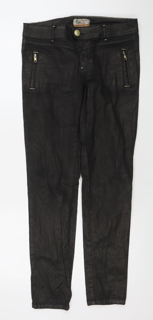 Bershka Women's Black Skinny Jeans Size 8 Slim Fit Zip Detail