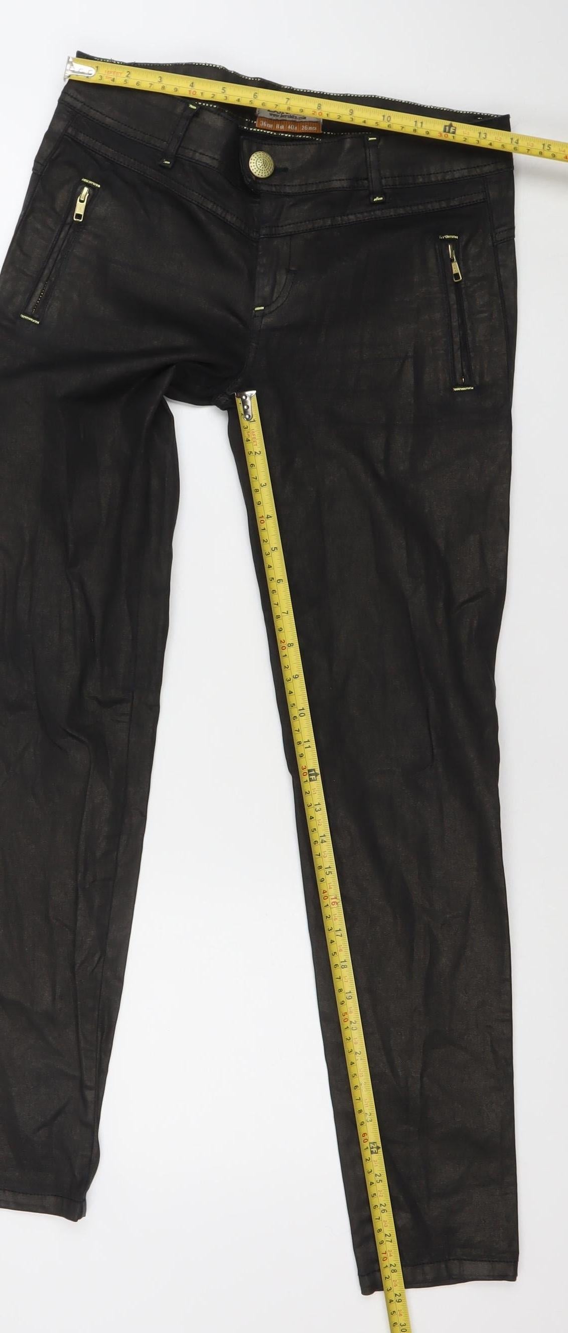 Bershka Women's Black Skinny Jeans Size 8 Slim Fit Zip Detail
