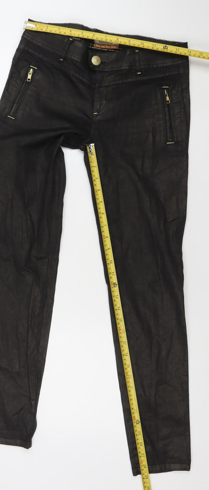 Bershka Women's Black Skinny Jeans Size 8 Slim Fit Zip Detail