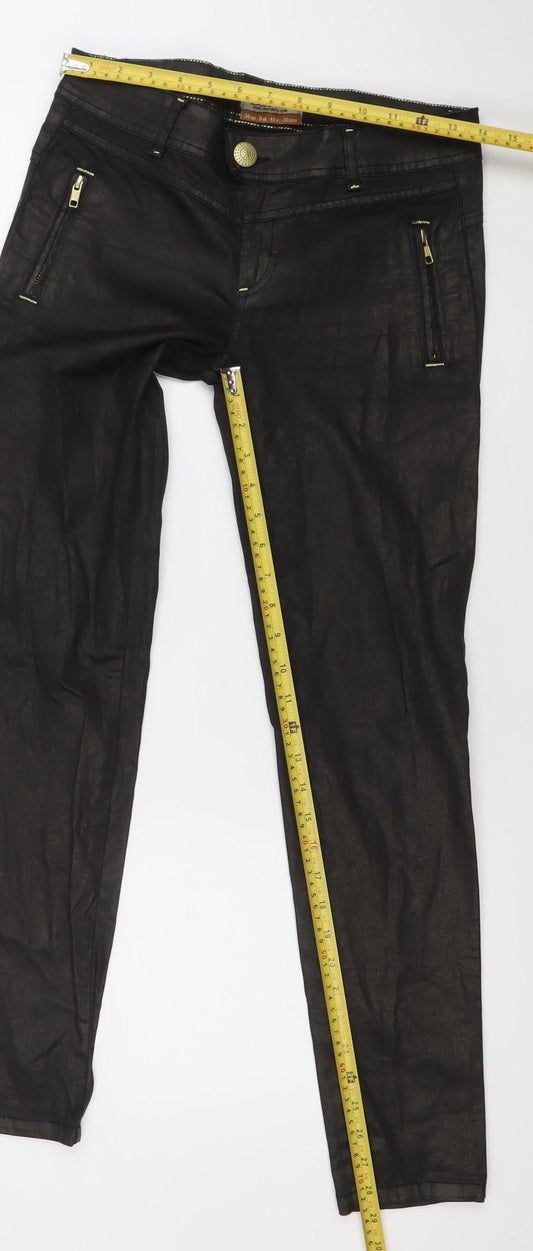Bershka Women's Black Skinny Jeans Size 8 Slim Fit Zip Detail