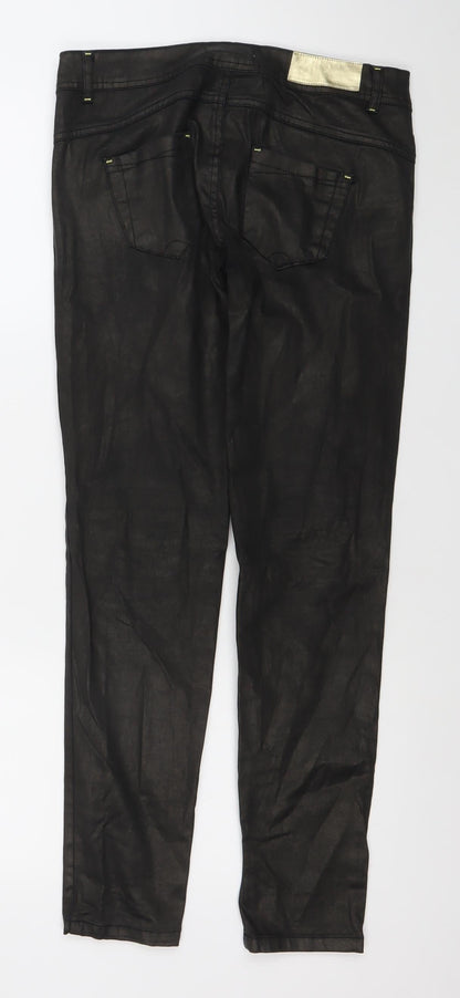 Bershka Women's Black Skinny Jeans Size 8 Slim Fit Zip Detail