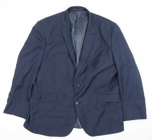 Racing Green Men's Blue 46 Short Wool Blend Tailored Blazer Jacket