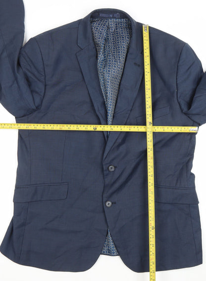 Racing Green Men's Blue 46 Short Wool Blend Tailored Blazer Jacket
