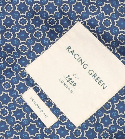 Racing Green Men's Blue 46 Short Wool Blend Tailored Blazer Jacket