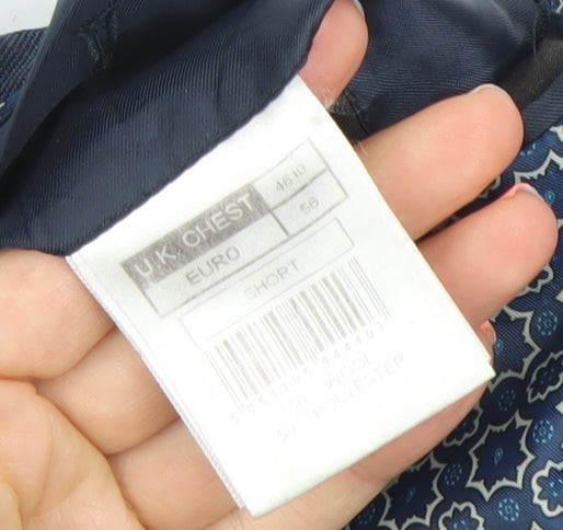 Racing Green Men's Blue 46 Short Wool Blend Tailored Blazer Jacket